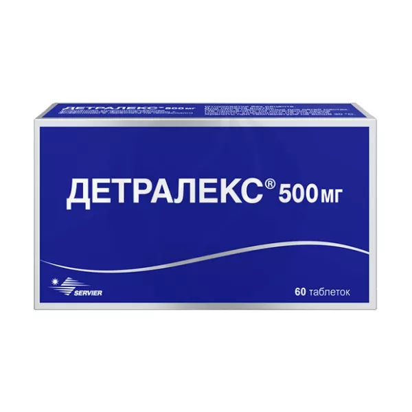 Изображение товара Детралекс 500 мг таблетки для вен и геморроя, покрытые пленочной оболочкой, 60 шт