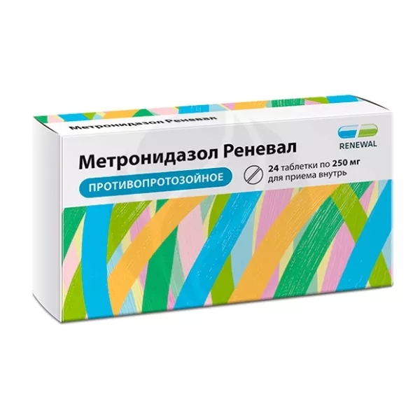 Изображение товара Таблетки Метронидазол Реневал 250 мг - противомикробное и противопротозойное Изображение товара Таблетки Метронидазол Реневал 250 мг - противомикробное и противопротозойное