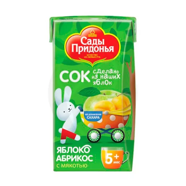 Изображение товара Сады Придонья сок яблоко-абрикос с мякотью (5+мес), 0.125л