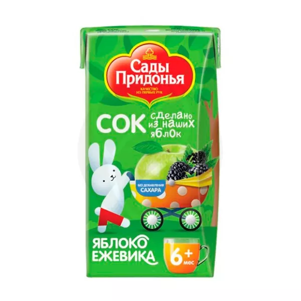 Сады Придонья сок яблоко-ежевика осветлённый (6+мес), 125мл
