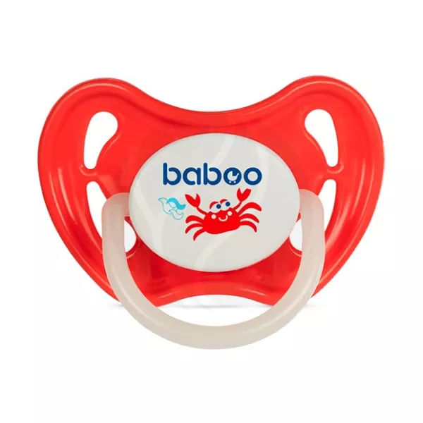 Изображение товара Baboo Marine ночная силиконовая пустышка круглый сосок 6+ мес красный Изображение товара Baboo Marine ночная силиконовая пустышка круглый сосок 6+ мес красный