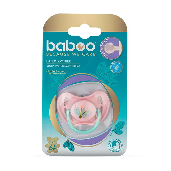 Изображение товара Baboo Flora пустышка латексная круглый сосок (6+мес), цвет в ассортименте Изображение товара Baboo Flora пустышка латексная круглый сосок (6+мес), цвет в ассортименте