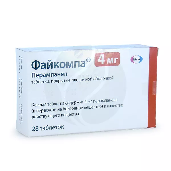 Изображение товара Таблетки Файкомпа 4 мг - Перампанел противоэпилептическое средство Изображение товара Таблетки Файкомпа 4 мг - Перампанел противоэпилептическое средство