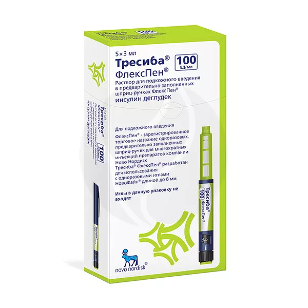 Изображение товара Тресиба ФлексПен 100 ЕД/мл - длительное действие инсулина деглудек Изображение товара Тресиба ФлексПен 100 ЕД/мл - длительное действие инсулина деглудек