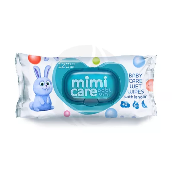 Изображение товара Детские влажные салфетки Mimi Care babl vini 120 штук для нежной кожи безопасности