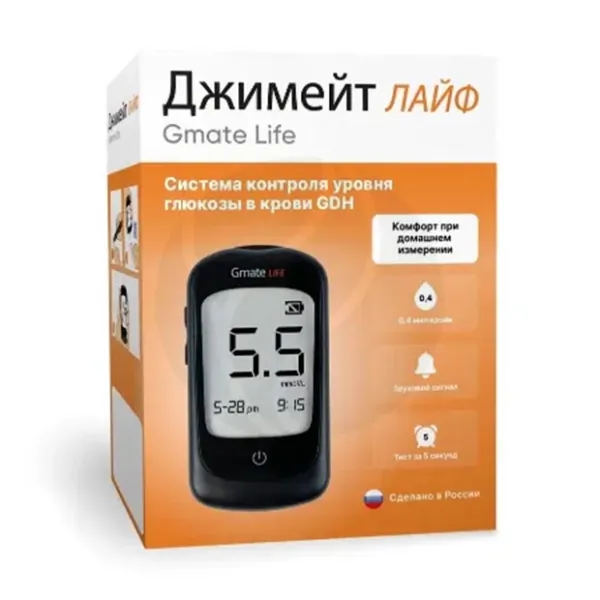 Изображение товара Глюкометр Gmate Life с тест-полосками и аксессуарами для домашнего контроля уровня глюкозы