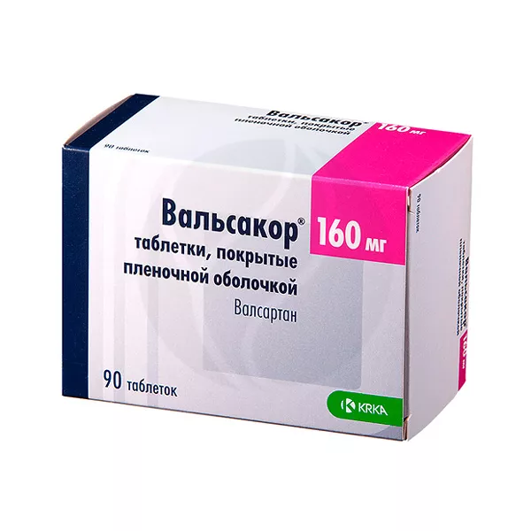 Изображение товара Вальсакор таблетки покрыт. п/о 160мг, №90 КРКА-РУС Изображение товара Вальсакор таблетки покрыт. п/о 160мг, №90 КРКА-РУС