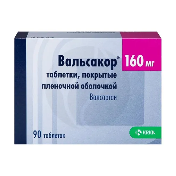 Изображение товара Вальсакор таблетки покрыт. п/о 160мг, №90 КРКА-РУС Изображение товара Вальсакор таблетки покрыт. п/о 160мг, №90 КРКА-РУС