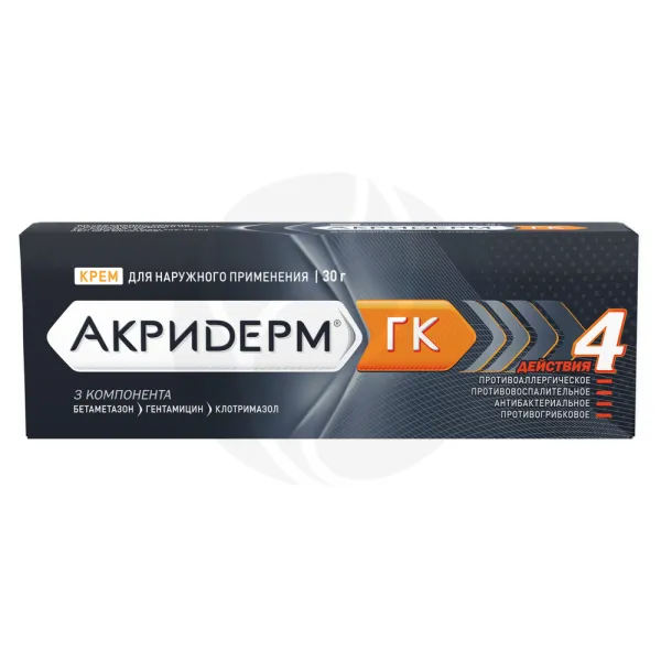 Изображение товара Акридерм ГК крем 30 г для лечения дерматитов и грибковых инфекций