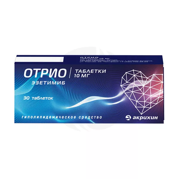 Изображение товара Отрио таблетки 10мг для снижения уровня холестерина, 30шт Изображение товара Отрио таблетки 10мг для снижения уровня холестерина, 30шт