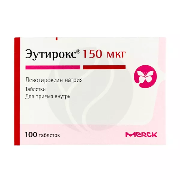 Изображение товара Эутирокс таблетки 150 мкг для лечения заболеваний щитовидной железы