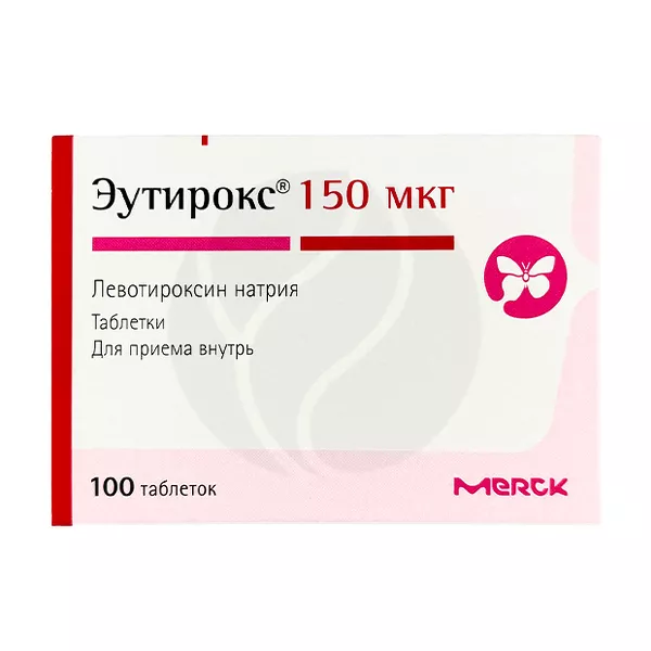 Изображение товара Таблетки Merck Эутирокс 150мкг Изображение товара Таблетки Merck Эутирокс 150мкг