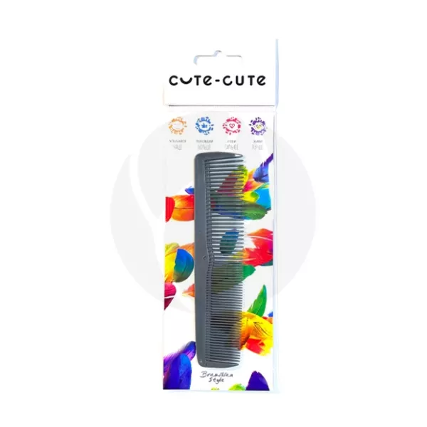 Cute-Cute гребень для волос пластиковый двойной, цвет серый графит