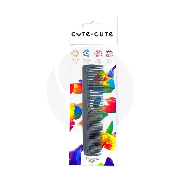 Изображение товара Пластиковый двойной гребень для волос Cute-Cute серый графит Изображение товара Пластиковый двойной гребень для волос Cute-Cute серый графит