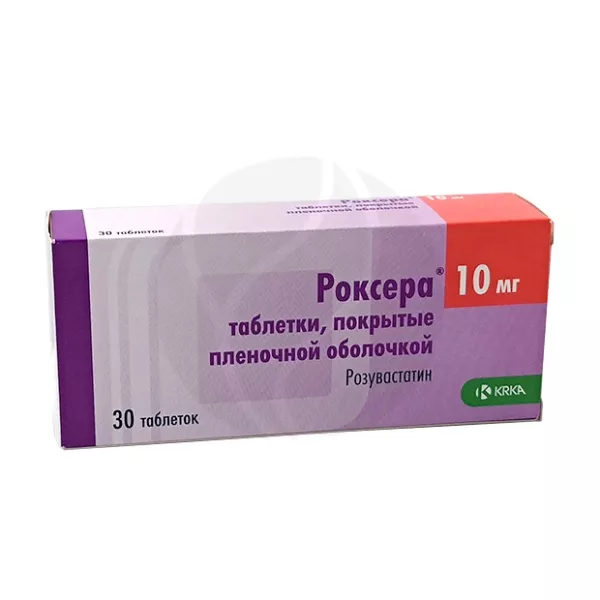 Изображение товара Роксера таблетки покрытые пленочной оболочкой 10мг, №30 для снижения холестерина Изображение товара Роксера таблетки покрытые пленочной оболочкой 10мг, №30 для снижения холестерина