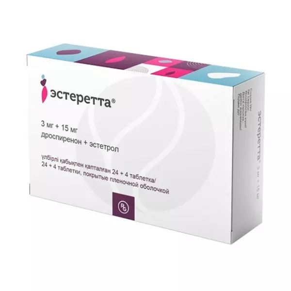 Изображение товара Эстеретта таблетки покрытые п/о 3мг+15мг для контрацепции 28 шт