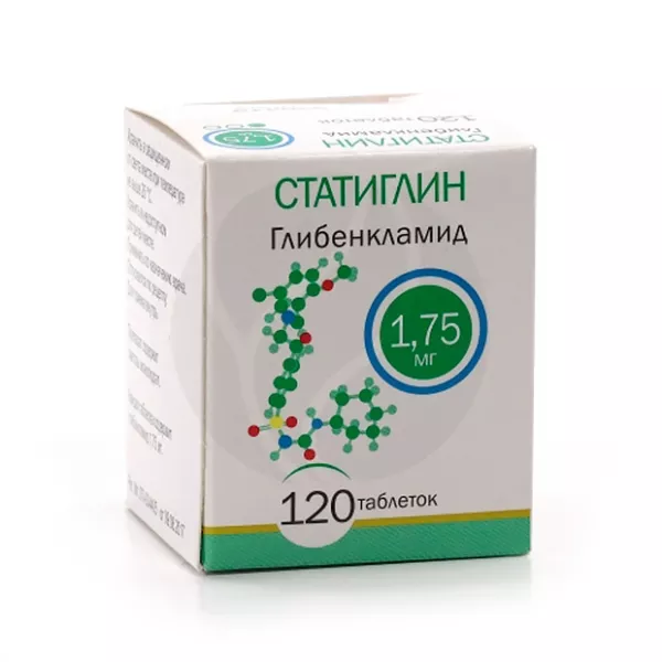 Изображение товара Статиглин таблетки 1,75мг №120 для лечения сахарного диабета 2 типа
