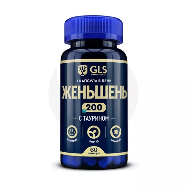 Изображение товара GLS Женьшень капсулы, 60 штук для повышения работоспособности и иммунитета