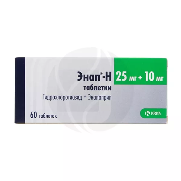 Изображение товара Энап - Н таблетки 25мг+10мг, №60 Изображение товара Энап - Н таблетки 25мг+10мг, №60