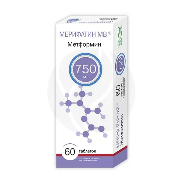 Мерифатин МВ таблетки с пролонг. высвоб. 750мг, №60