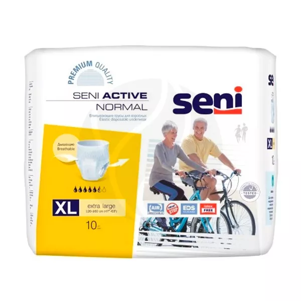 Изображение товара Seni Active Normal трусы впитывающие одноразовые размер ХL (120-160см), 10шт Изображение товара Seni Active Normal трусы впитывающие одноразовые размер ХL (120-160см), 10шт