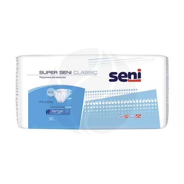 Изображение товара Подгузники Seni Super Classic L для взрослых 100-150 см, 30 шт.