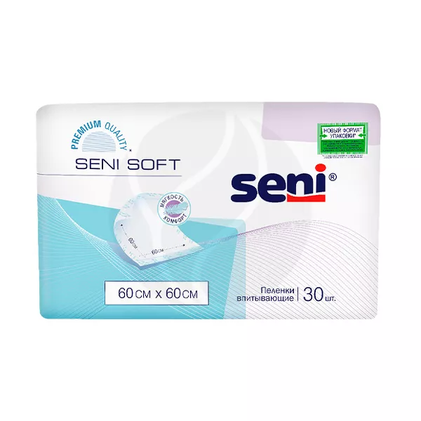 Изображение товара Впитывающие одноразовые пеленки Seni Soft 60x60см, 30 штук Изображение товара Впитывающие одноразовые пеленки Seni Soft 60x60см, 30 штук