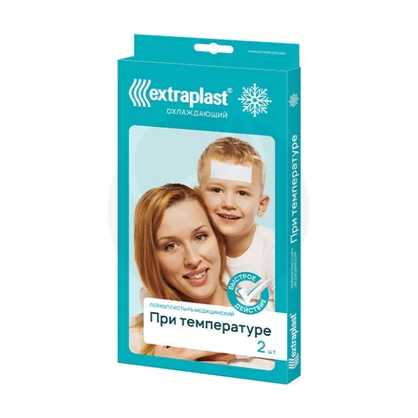 Изображение товара Медицинский охлаждающий пластырь EXTRAPLAST №2 для снижения температуры и головной боли