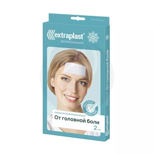 Лейкопластырь EXTRAPLAST мед.охлажд.от головной боли, №2
