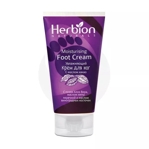 Herbion крем для ног увлажняющий с маслом какао, 100мл