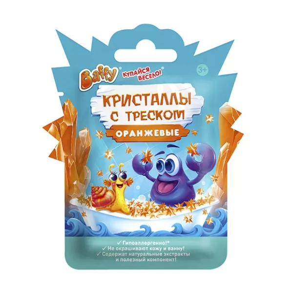 Baffy Кристаллы с треском, цвет оранжевый (с 3 лет), 10г