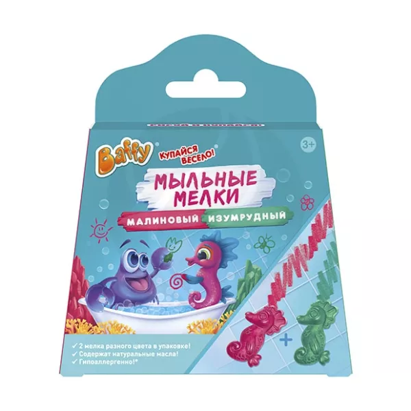 Изображение товара Мыльные мелки Baffy малиновый и изумрудный 2 шт - детские творческие мелки для рисования