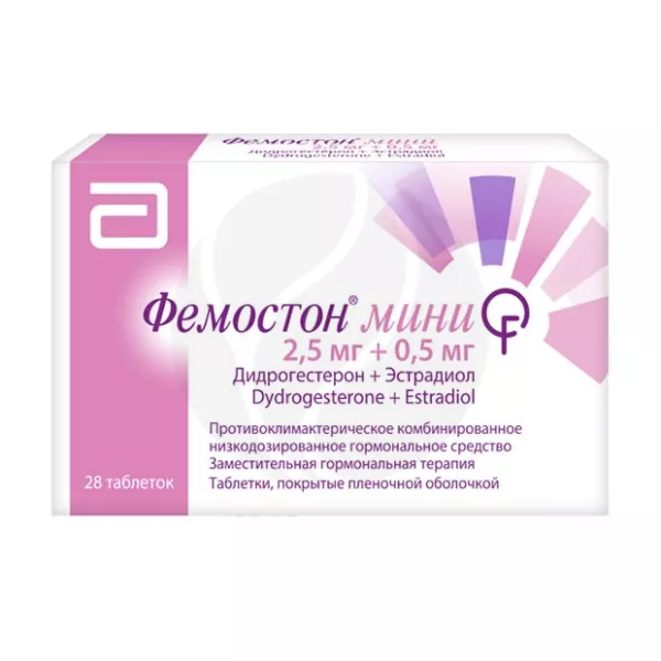 Изображение товара Фемостон мини таблетки покрыт. п/о 2,5мг+0,5мг 28 шт для заместительной терапии