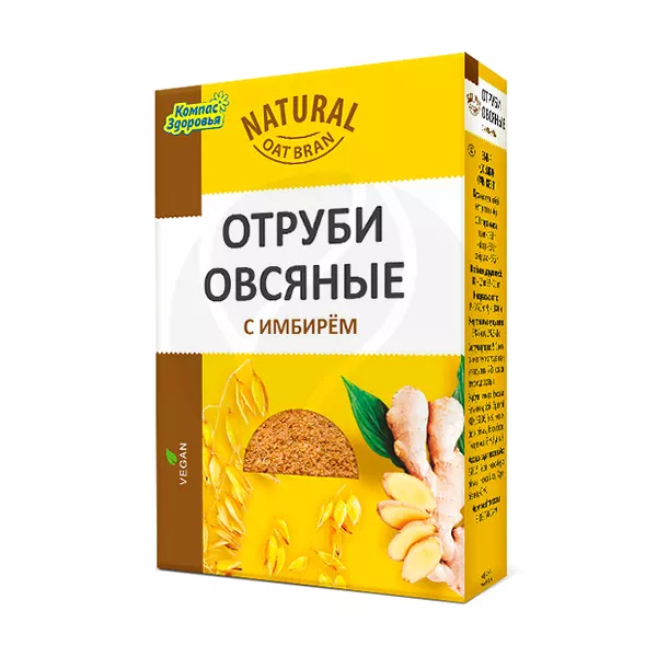 Изображение товара Компасс здоровья овсяные отруби с имбирем 200г натуральный продукт Изображение товара Компасс здоровья овсяные отруби с имбирем 200г натуральный продукт