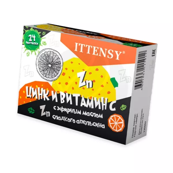 Пастилки для рассасывания Иттенси Цинк+витамин С, №24