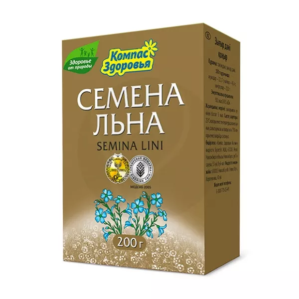 Изображение товара Компасс здоровья семена коричневого льна 200г для внутреннего и косметического использования