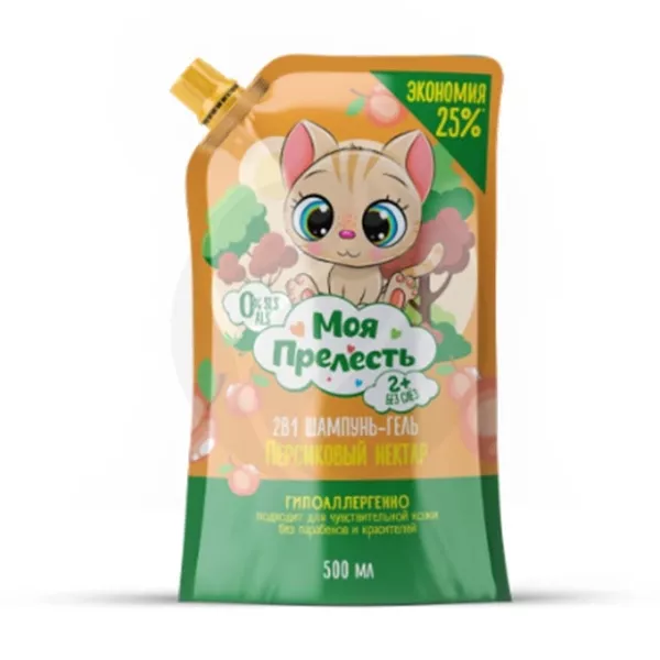 Изображение товара Мой Прелесть шампунь-гель 2в1 Персиковый нектар 500мл для чувствительной кожи
