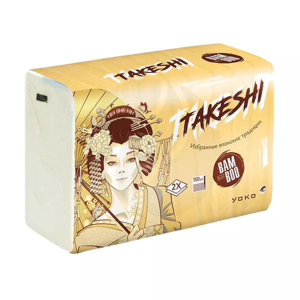 Изображение товара Yoko Takeshi салфетки бамбуковые 2-х слойные, 150шт Изображение товара Yoko Takeshi салфетки бамбуковые 2-х слойные, 150шт