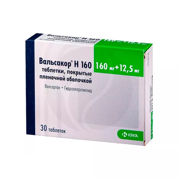 Изображение товара Вальсакор Н 160 таблетки покрыт. п/о 160мг+12,5мг, №30 Изображение товара Вальсакор Н 160 таблетки покрыт. п/о 160мг+12,5мг, №30