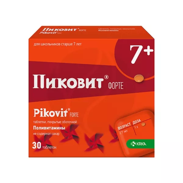 Изображение товара Таблетки Пиковит форте Krka для детей 7 лет и старше - комплекс витаминов Изображение товара Таблетки Пиковит форте Krka для детей 7 лет и старше - комплекс витаминов