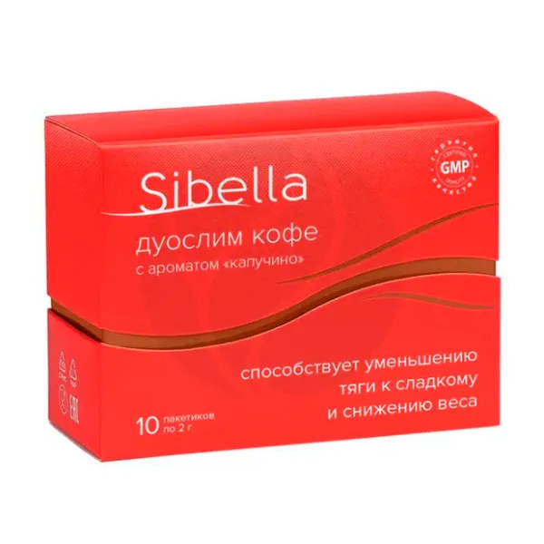 Sibella Кофе Дуослим Капучино порошок д/пригот. р-ра д/приема внутрь, 2г №10