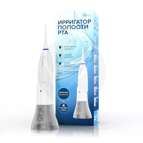 Изображение товара Портативный ирригатор полости рта Med2000 AG-707 белый с 4 режимами и 3 насадками