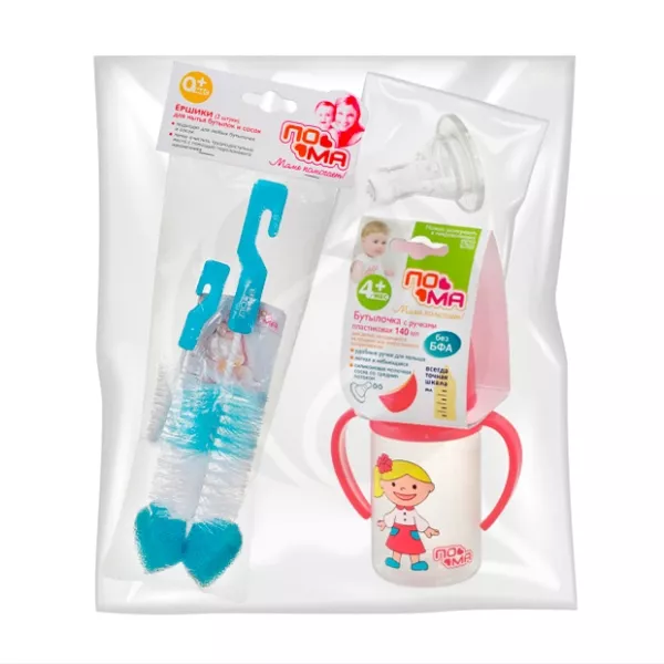 Изображение товара Пома набор бутылочка с силиконовой соской+соска силиконовая+ершик
