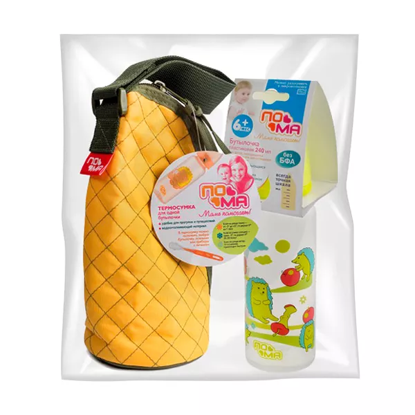 Изображение товара Пома набор термосумка для бутылочки и бутылочка с силиконовой соской 260 мл для малышей