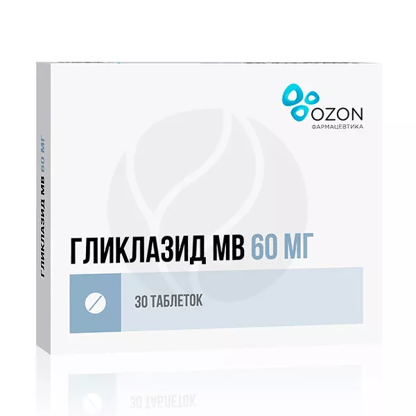 Изображение товара Гликлазид МВ таблетки с модифицированным высвобождением 60мг, 30 таблеток Изображение товара Гликлазид МВ таблетки с модифицированным высвобождением 60мг, 30 таблеток
