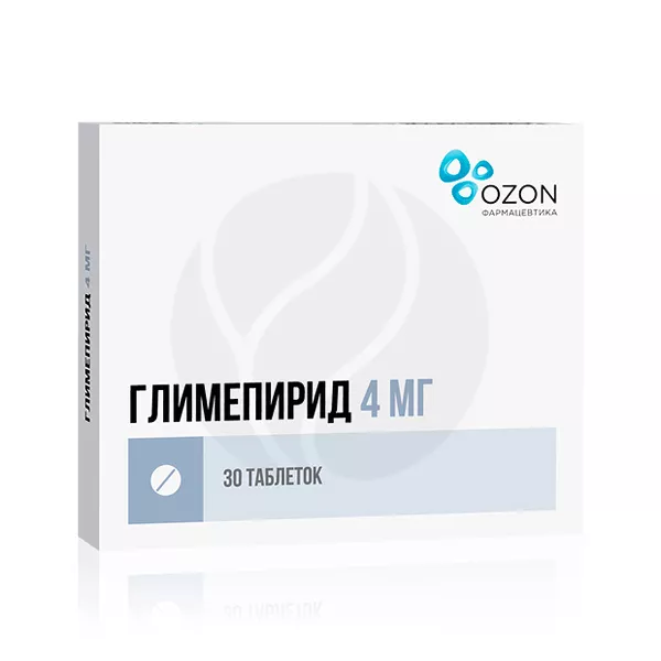 Изображение товара Глимепирид 4мг таблетки Озон для контроля сахара при диабете 2 типа Изображение товара Глимепирид 4мг таблетки Озон для контроля сахара при диабете 2 типа