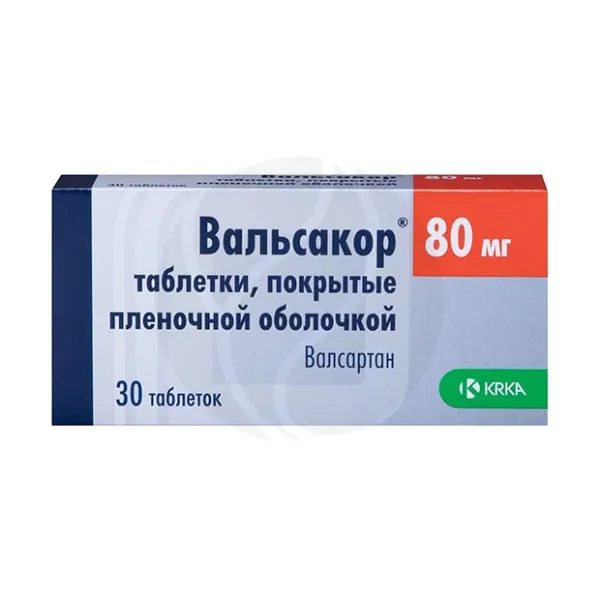 Изображение товара Вальсакор таблетки покрыт. п/о 80мг, №30 Изображение товара Вальсакор таблетки покрыт. п/о 80мг, №30