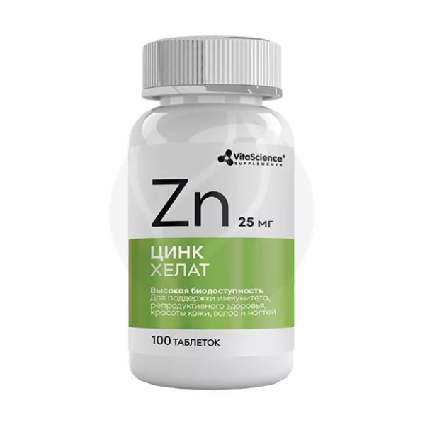 Изображение товара Vitascience Цинк хелат таблетки 25мг, 100 штук