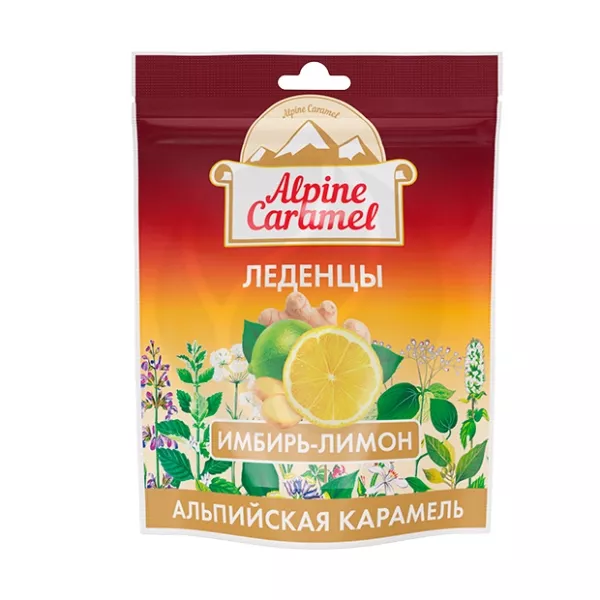 Alpine Caramel леденцы со вкусом Имбирь-лимон, 75г