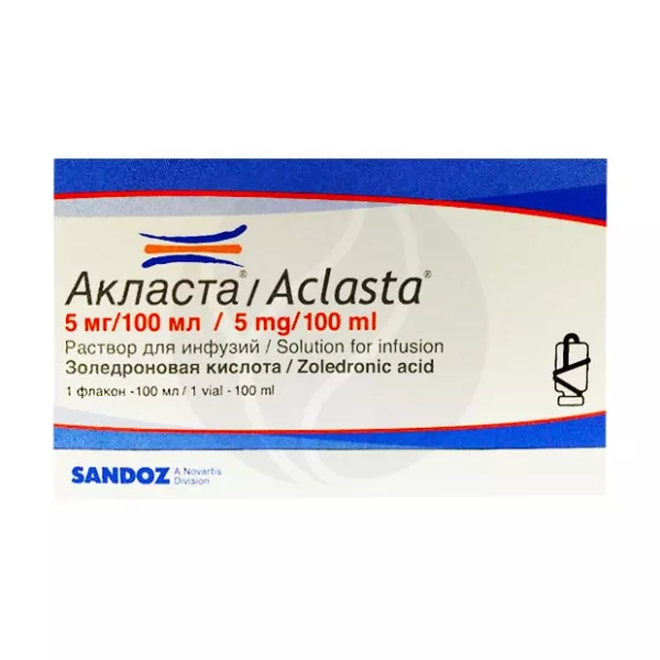 Изображение товара Акласта раствор для инфузий 5 мг/100 мл для лечения и профилактики остеопороза